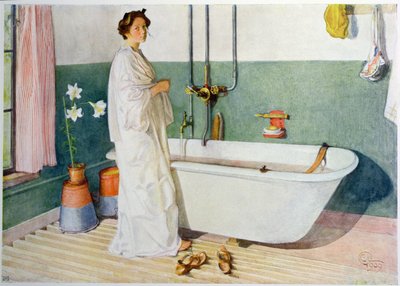 バスルームのシーン-リスベス、パブ。 「Lasst Licht Hinin」（Let in More Light）1909 作： Carl Larsson