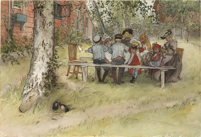 大きな白樺の木の下での朝食 作： Carl Larsson