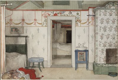 Britas Forty Winks、A Homeシリーズ、c.1895（紙にトイレ） 作： Carl Larsson