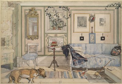 居心地の良いコーナー、「A Home」シリーズ、1895年頃（紙に水彩） 作： Carl Larsson