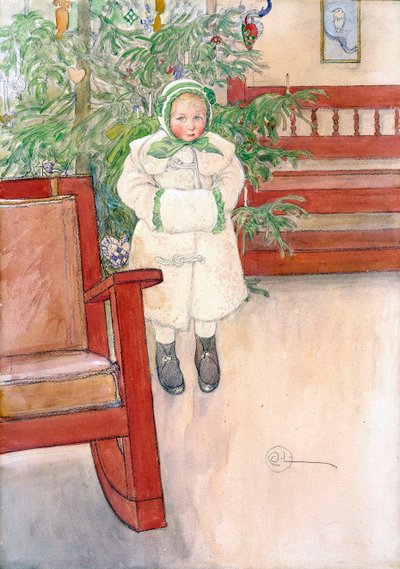少女とロッキングチェア、1907 作： Carl Larsson