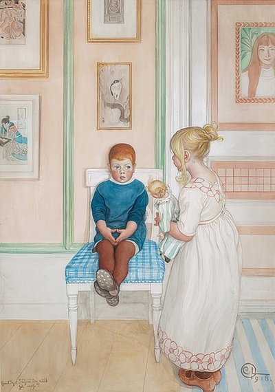 私を怖がっていますか？ 1918 作： Carl Larsson
