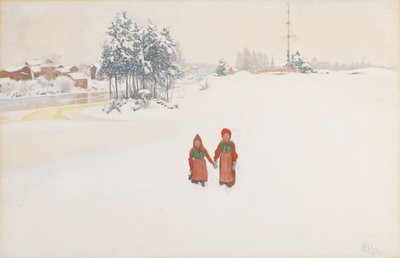雪の中 作： Carl Larsson