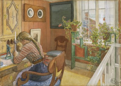 レターライティング、1912（紙にトイレ） 作： Carl Larsson