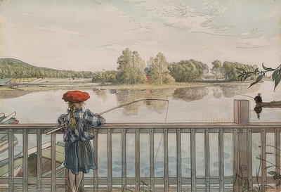 リスベス釣り。 1895年頃 作： Carl Larsson