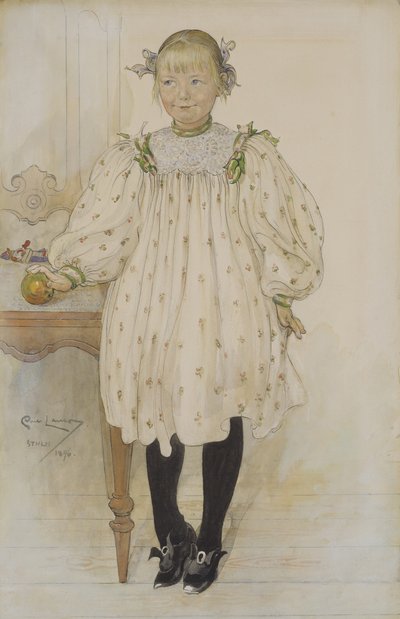 マーサ・ウィンスロー・ガール、1896年（紙にトイレ） 作： Carl Larsson