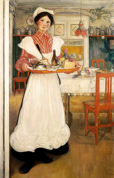 マルティナが朝食を運ぶトレイ 作： Carl Larsson
