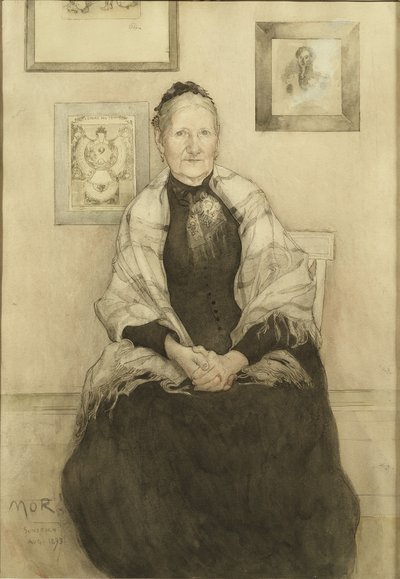 母、1893年頃（紙にトイレ） 作： Carl Larsson