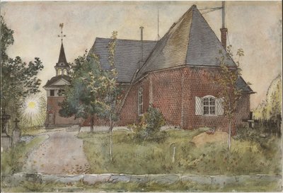 オールド・サンドボーン教会。『A Home』（水彩画26点）より 作： Carl Larsson
