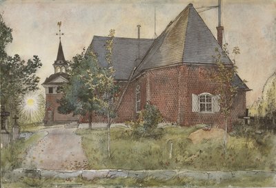 旧サンドボーン教会、ホームシリーズ、1895年頃（紙にトイレ） 作： Carl Larsson