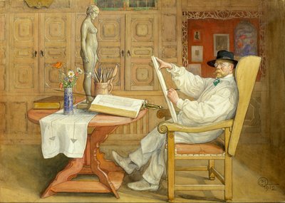 自画像（新しいスタジオ内） 作： Carl Larsson