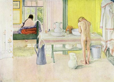 夏の朝、パブ。 「Lasst Licht Hinin」（「Let in More Light」）、1908 作： Carl Larsson