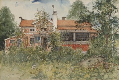 コテージ、ホームシリーズから、c.1895（紙にトイレ） 作： Carl Larsson