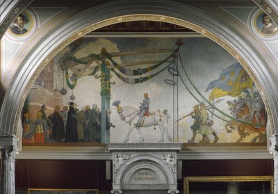 1523年、1908年のスウェーデン国王グスタフヴァーサのストックホルムへの侵入 作： Carl Larsson