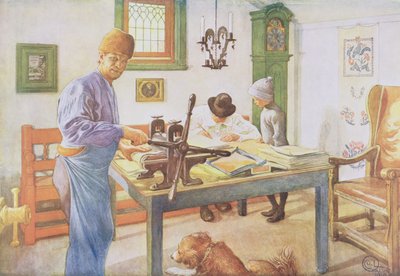 印刷室、パブ。 「Lasst Licht Hinin」（「Let in More Light」）、1910年 作： Carl Larsson
