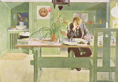 研究室、パブ。 「Lasst Licht Hinin」（「Let in More Light」）、1908 作： Carl Larsson