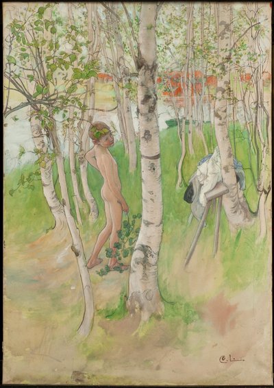 ウルフ。『白樺の間の裸の少年』 作： Carl Larsson