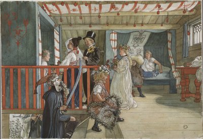 ラルソン、カール（1853-1919）の「Un jour de fete - A Day of Celebration」。紙に水彩画 作： Carl Larsson