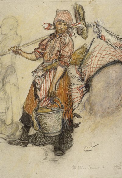 ウォッシャーウーマン（パステル紙） 作： Carl Larsson
