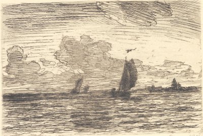 帆の下で船と海兵隊員 作： Carl Locher