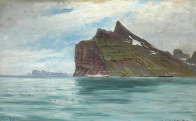1907年、蒸気船SSビルマ号によるデンマーク王室の旅からアイスランドの北岬を望む。 作： カール・ロシャー