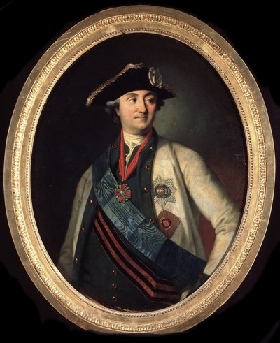 「Portrait du comte Alexei Grigorievitch Orlov (1737-1808), commandant des Forces navales russes」" (艦隊の最高司令官アレクセイ・グリゴリエヴィチ・オルロフ伯爵の肖像 (1737-1808)) Peinture de Carl Ludwig Johann クリスティネック (1732/3-17) 作： Carl Ludwig Christinek