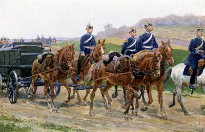 行進するドイツ軍の補給隊（カラーリトグラフ 作： Carl Ludwig Friedrich (after) Becker