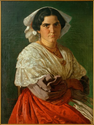CLJessen、民族衣装を着たイタリア人女性の肖像 作： Carl Ludwig Jessen