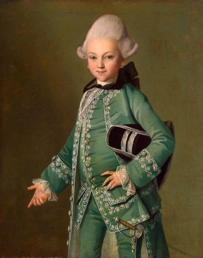 子供の頃のアレクセイ ボブリンスキー伯爵の肖像、1769 年。 作： Carl Ludwig Johann Christineck