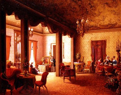 パレルモのヘルツォーク邸セラディファルコにあるツァーリナ・アレクサンドラのサロンの内部 作： Carl Ludwig Rundt