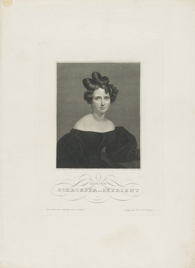 オペラ歌手のヴィルヘルミン・シュレーダー＝デヴリエント1804-1860の肖像c。 1840。 作： Carl Mayer