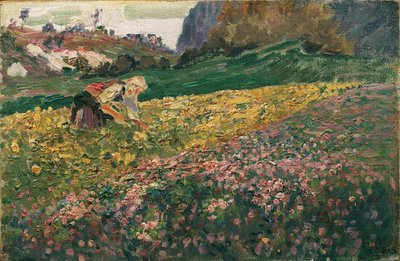 花の草原の少女 作： Carl Moll
