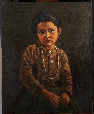 インドの子供（パネルにマウントされたキャンバスに油彩） 作： Carl Moon