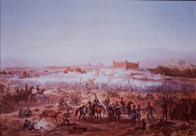 米墨戦争 (1846-48)、モリノ デル レイの戦い、アメリカ軍の攻撃 作： Carl Nebel