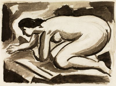 手と膝をついた女性のヌード 作： Carl Newman