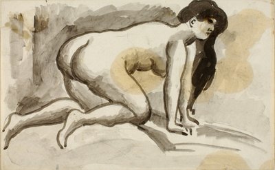 手と膝をついた女性のヌード 作： Carl Newman