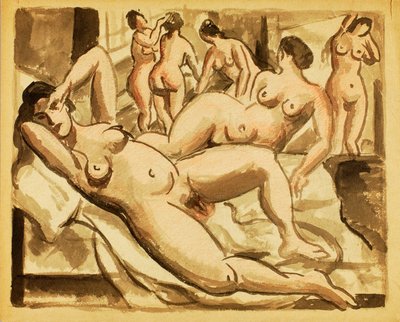 6人の女性ヌードのグループ 作： Carl Newman