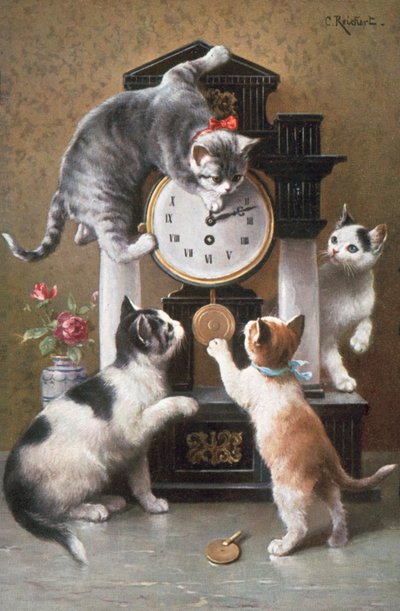 猫のポストカード（カラーリトグラフ） 作： Carl Reichert