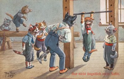 ユーモラスな猫のポストカード（カラーリトグラフ） 作： Carl Robert Arthur Thiele
