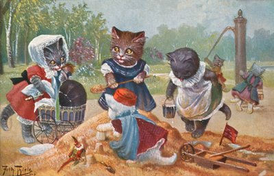 ユーモラスな猫のポストカード（カラーリトグラフ） 作： Carl Robert Arthur Thiele