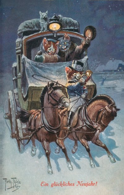 ユーモラスな猫のポストカード（カラーリトグラフ） 作： Carl Robert Arthur Thiele