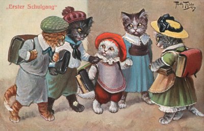 ユーモラスな猫のポストカード（カラーリトグラフ） 作： Carl Robert Arthur Thiele