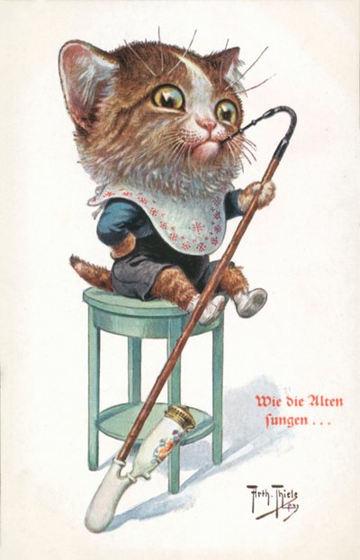 ユーモラスな猫のポストカード（カラーリトグラフ） 作： Carl Robert Arthur Thiele