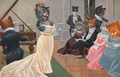 ユーモラスな猫のポストカード（カラーリトグラフ） 作： Carl Robert Arthur Thiele