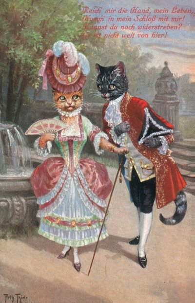 ユーモラスな猫のポストカード（カラーリトグラフ） 作： Carl Robert Arthur Thiele
