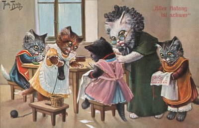 ユーモラスな猫のポストカード（カラーリトグラフ） 作： Carl Robert Arthur Thiele
