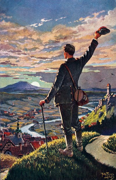 カール・ロバート・アーサー・ティーレ（1860-1936）が描いた「兵士の帰還」。 作： Carl Robert Arthur Thiele