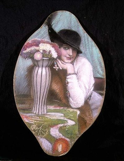 花瓶のそばの少女の肖像 作： Carl Schlosser