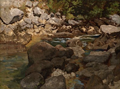 ボルダーのある渓流、1888〜1889年 作： Carl Schuch