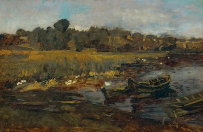 アヒルと Schwielowsee で葦の風景 作： Carl Schuch